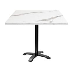 Restootab - Table 90x90cm - modèle Bazila marbre blanc - blanc fonte 3760371511990_0