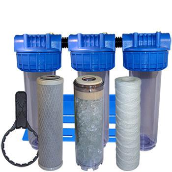 STATION DE FILTRATION TRIPLEX 9-3/4 POUCES - EAU FORAGE ANTI-CALCAIRE