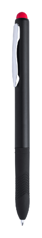 Stylo à bille stylet en plastique - grip caoutchouté - encre noire - rouge - 7g_0