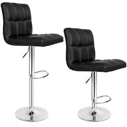 Tectake Lot de 2 tabourets de bar TONY - noir - 401559 - noir matière synthétique 401559_0