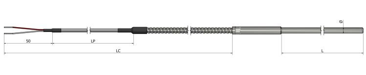 Thermistance tubulaire - Sortie flexible de prolongation - HT50 - Types PTC et NTC avec câbles haute température_0