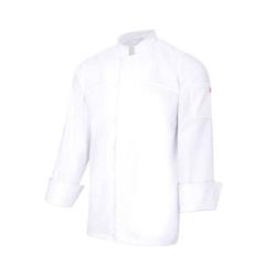 Veste de cuisine en coton Velilla blanc - Col mao, manches longues, taille 58, textile 100% coton sergé_0