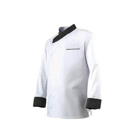VESTE DE CUISINE EXALT'S MANCHES LONGUES BLANC COL POINTILLÉ NOIR M