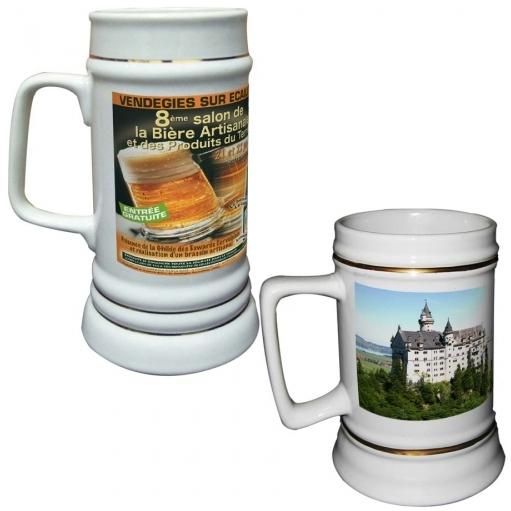 Céramique : Grande chope à bière blanche - 737 ml - sublimation personnalisable_0