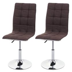 Décoshop26 - Lot de 2 chaises de salle à manger cuisine hauteur variable design élégant tissu brun 04_0000348 - 3000252748986_0
