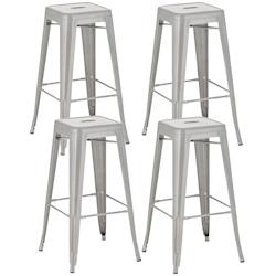 Décoshop26 - Lot de 4 tabourets de bar style industriel avec repose-pieds en métal argenté TDB10289 - argenté 3000664269604_0