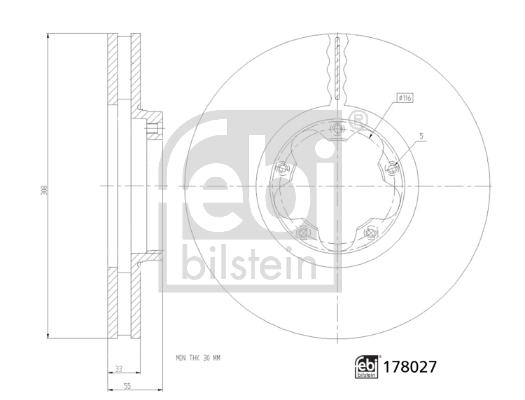 Disque de frein ventilé intérieur FEBI BILSTEIN 178027 - Avant - Boîte de 1 disque_0