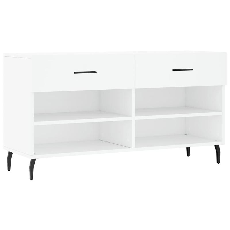 Helloshop26 - Banc à chaussures bottes commode étagère meuble entrée rangement 102 x 35 x 55 cm bois d'ingénierie blanc 02_0022881 - blanc Bois m_0