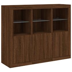 Helloshop26 - Buffet bahut commode armoire meuble de rangement organisateur cuisine salle de séjour salon avec lumières LED 3 pcs 02_0037203 - 30002_0