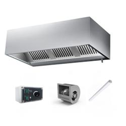 Hotte caisson avec moteur 2000x900x450 mm avec variateur, éclairage, filtre et robinet de vidange (Puissant) PREMIUM / GOLDINOX - 3701770822652_0