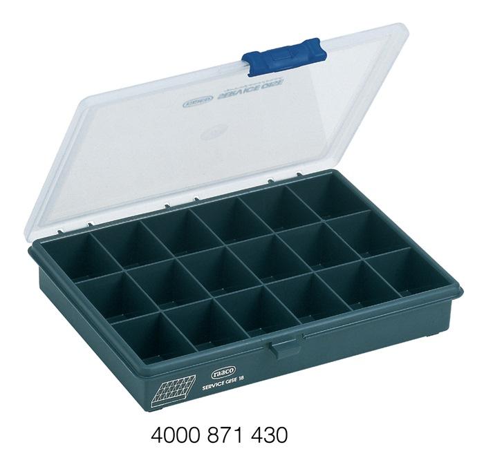 Mallette de rangement l.240xP195xH43 mm 18 comp. Transparent bleu foncé RAACO_0