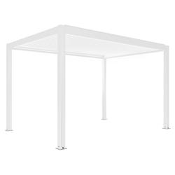 Oviala Business - Pergola bioclimatique autoportée motorisée et éclairée 3x4m en aluminium blanc - Lames orientables et LED intégrées_0