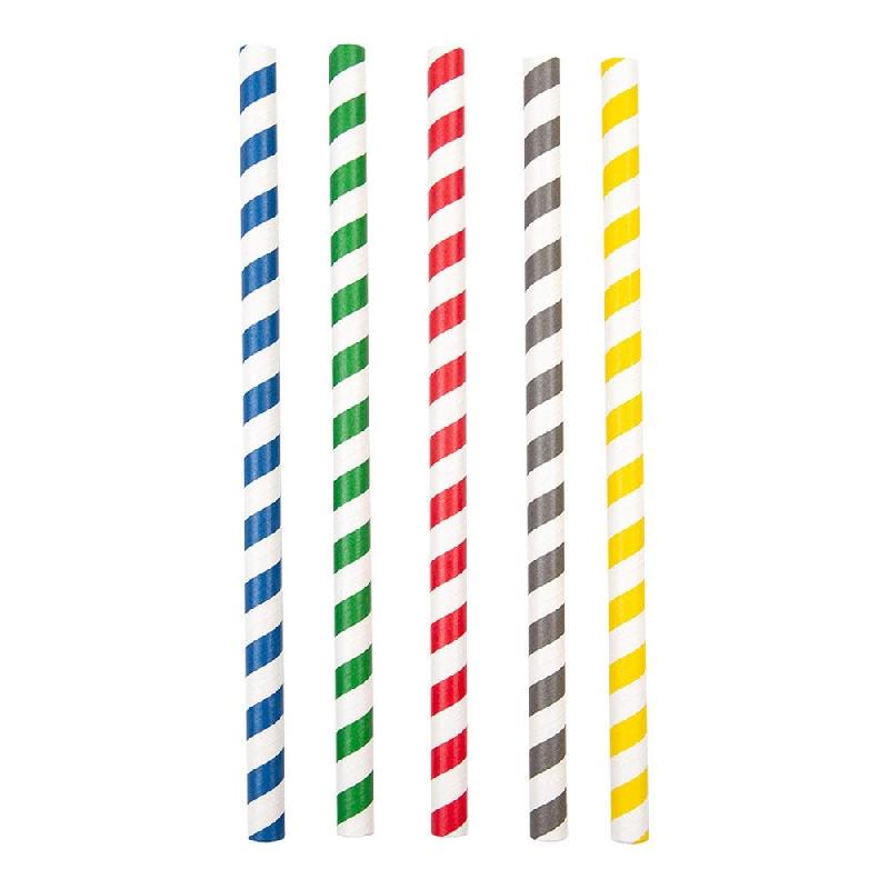 Paille papier rayée coloris assortis Ø1x21cm - par 2400_0
