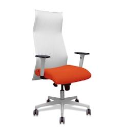 Piqueras y Crespo Sillón Albacete malla blanco bali naranja oscuro brazos blancos base blanca ruedas parqué 65mm - orange multi-matériau 13SM10B305_0