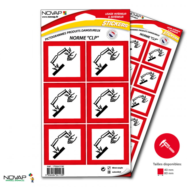 Planches de 10 panneaux adhésifs 40x40 mm produits dangereux - PADLPN-NV01/DG05_0