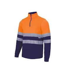 Sweat col zippé bicolore haute visibilité VELILLA orange|navy T.S Velilla - S polyester 8434455386525_0