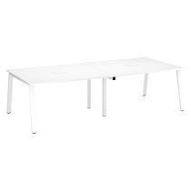 Table de réunion modulable avec extension blanc L 280 x P 126 cm - Piétement métal blanc - Arch_0