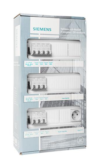 Tableau électrique pré-équipé 1 rangée 13 modules 6 disjoncteurs 1 interrupteur différentiel SIEMENS