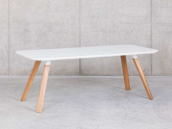 Table de réunion Oblique Prostoria - piètement bois massif et plateau MDF + Fenix - 7 finitions de piètement - 5 finitions de plateaux - 3 dimensions_0