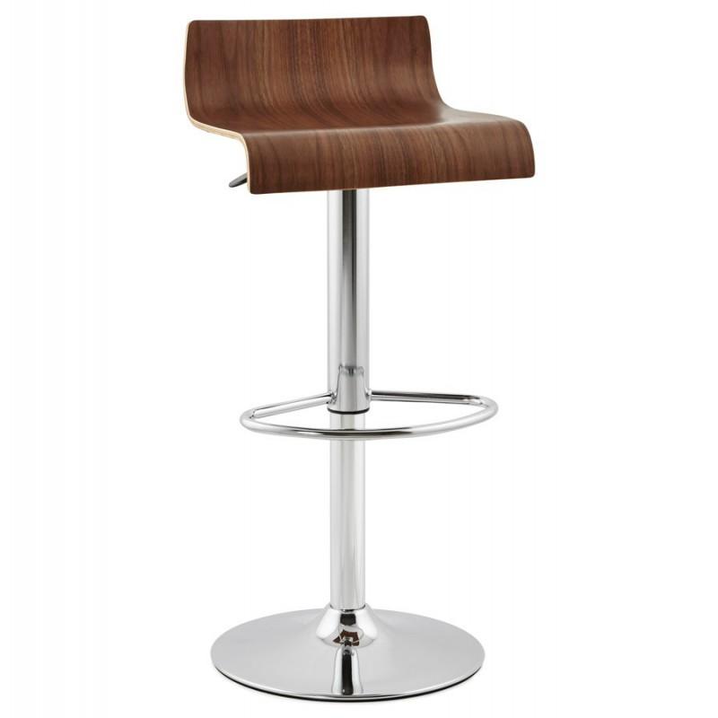 Tabouret de bar Manaus 90 cm - Noyer réglable en hauteur - Rotation 360° - Paris Prix_0