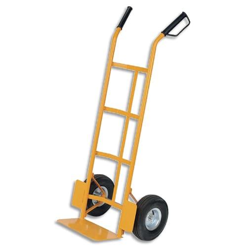 Viso diable de manutention jaune en acier avec 2 roues, bavette 210 x 360 mm. Charge maximale de 200 kg_0