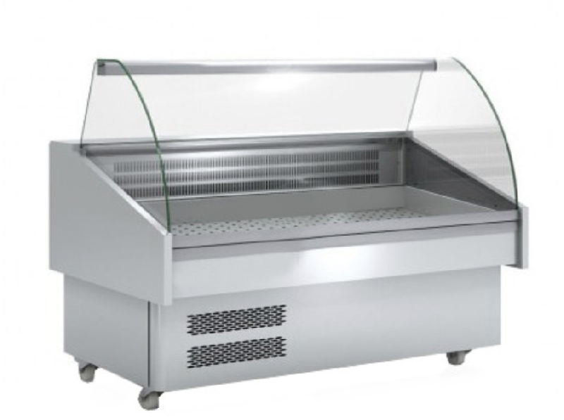 Vitrine réfrigérée spéciale poissons - roulettes - inox AISI 304 - réfrigération statique - température -1°C à +1°C_0