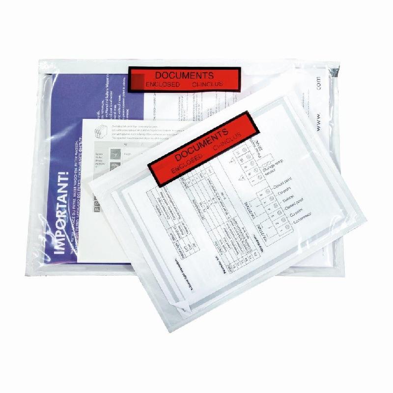 Lot De 1000 Pochettes A5 Porte-documents Adhésives 'documents Ci-inclus' - 225x165 Mm, Fabriqué En France - 4