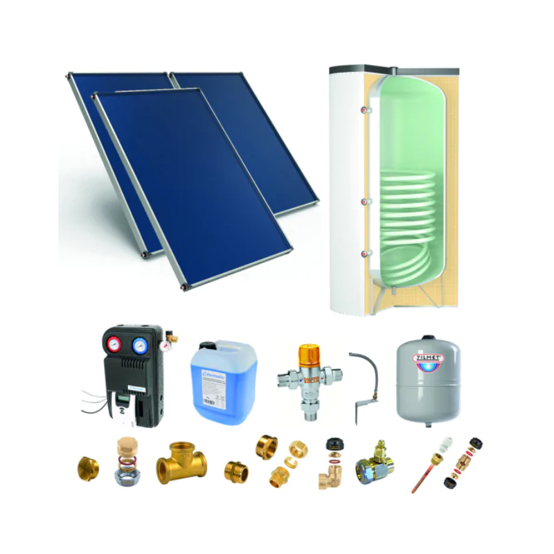 Astrea Pack A - CESI : 3 capteurs solaires fixation toiture plate + ballon préparateur ECS 300L blanc - Thermador - PSOLECSE33TP_0
