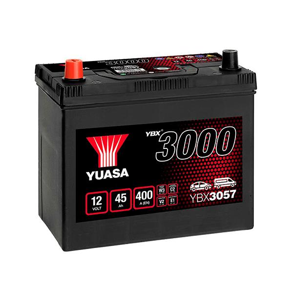 Batterie voiture Yuasa YBX3057 - 12V 45Ah 400A - Borne japonaise - Plomb Calcium - Jusqu'à 30 000 démarrages_0