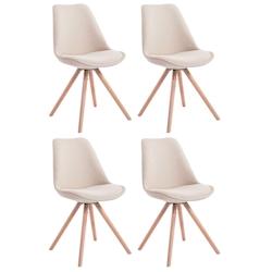 Décoshop26 - 4 chaises de salle à manger style scandinave en tissu crème pieds rond en bois clair CDS10347 - 3000475769607_0