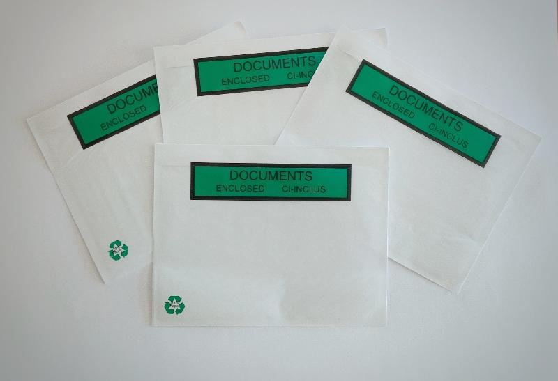 ECOLOGIQUE : 1000 Pochettes adhésives en papier porte document 230x125 mm - PADPAPIN-DN02/DCI_0