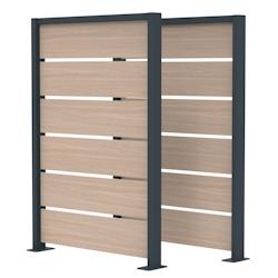 Euroterrasse Cache conteneur orkim h1450mm ajoure 2 pans metal gris 7016 hpl chene clair - gris multi-matériau 40098_0