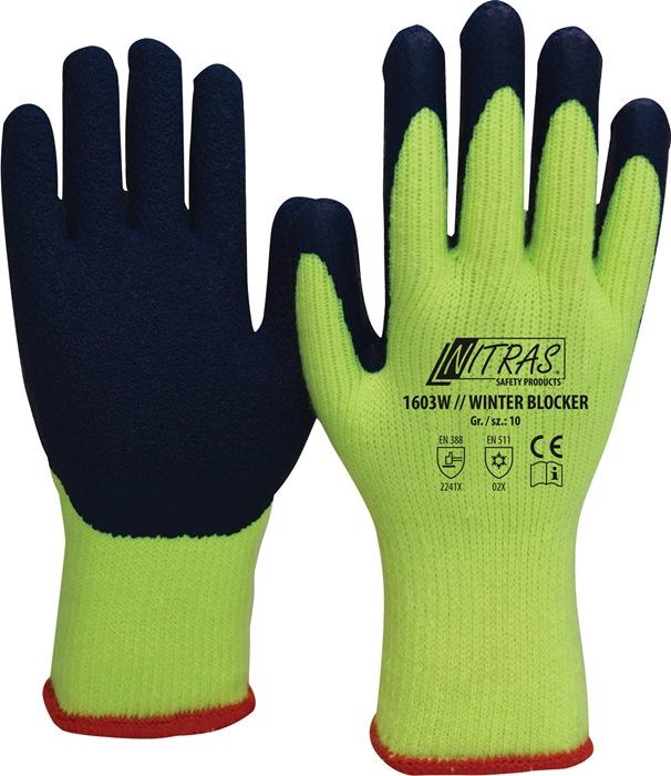 Gants de protection contre le froid Winter Blocker - Taille 10 - Jaune/Bleu - EN 388, EN 511 - Catégorie EPI II - Tissu à boucles en coton - NITRAS_0