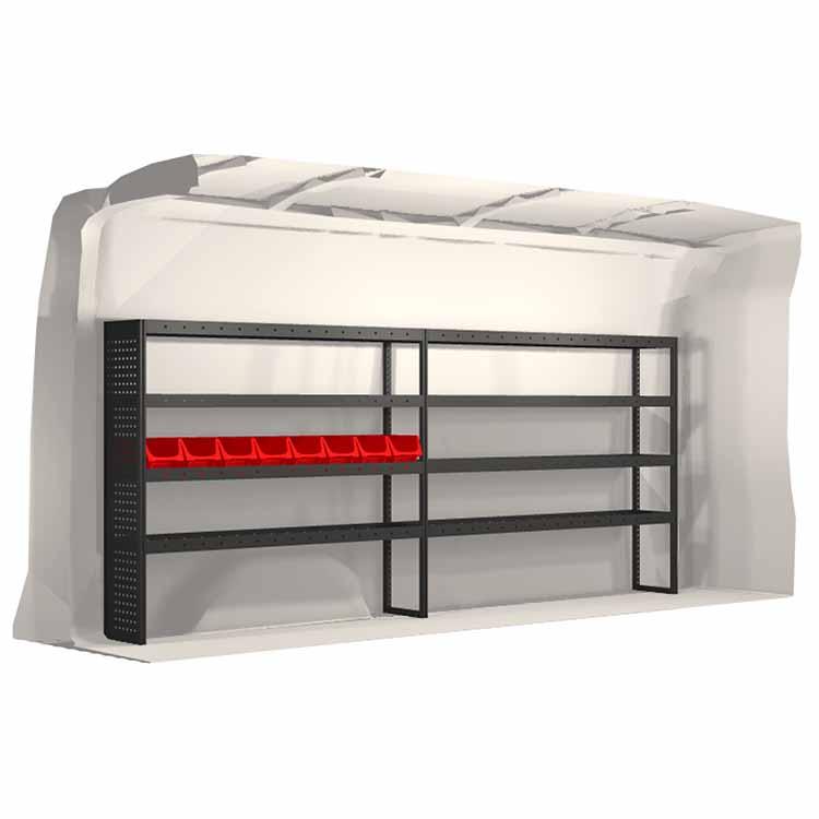Kit aménagement 20100215 - Pour Ford Transit LWB L3H2/L3H3 (2014 et +) - Étagères avec tapis caoutchouc et Modul-Box_0