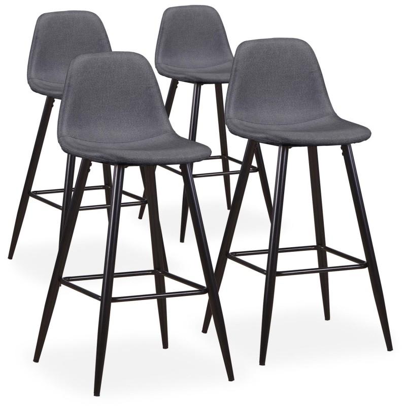 Lot de 4 chaises de bar tissu Yan 100 cm gris - Paris Prix - Contemporain et confortable_0