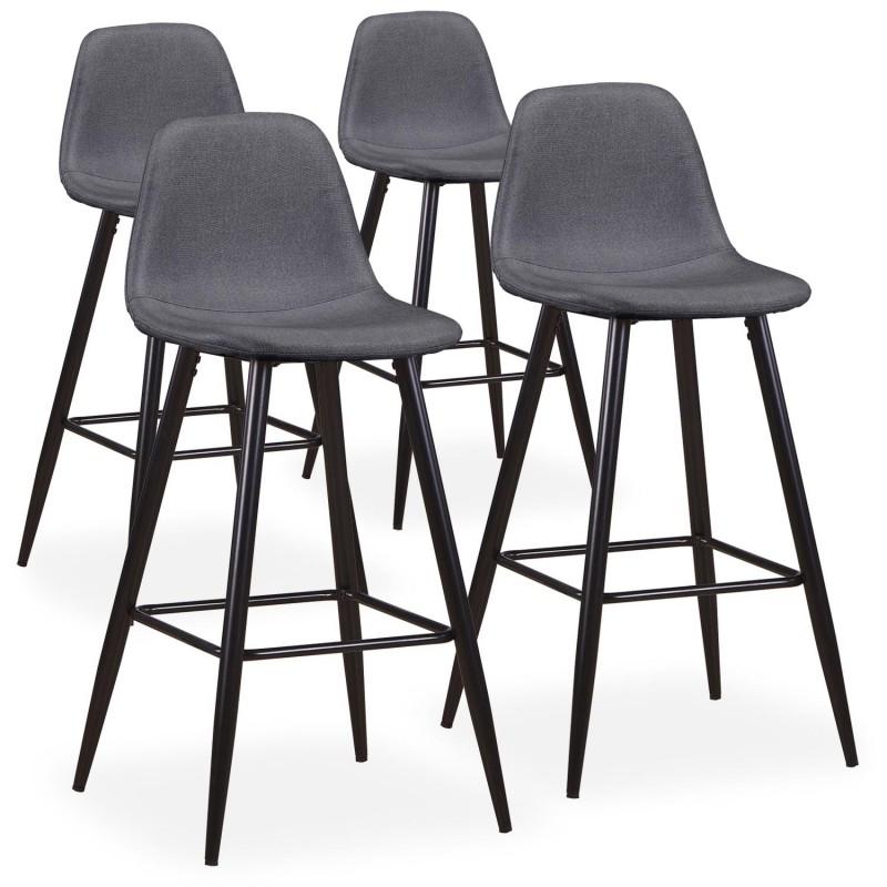 LOT DE 4 CHAISES DE BAR TISSU YAN 100CM GRIS - PARIS PRIX_0