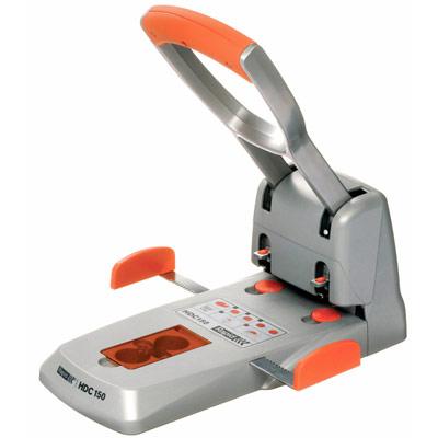 PERFORATEUR 2 TROUS GRANDE CAPACITE RAPID HDC 150 - 150 FEUILLES - COLORIS ORANGE / ARGENT