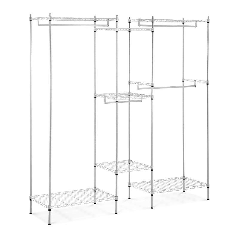 Portant à vêtements en métal – 190 x 45 x 195 cm – 210 kg – solide avec 4 tringles et 7 tablettes – Réf. 14_0005195_0