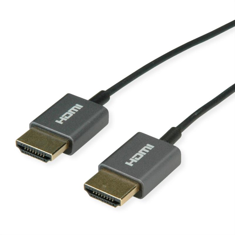ROLINE Câble HDMI Ultra HD avec Ethernet, 4K, M/M, Slim, noir, 2 m_0