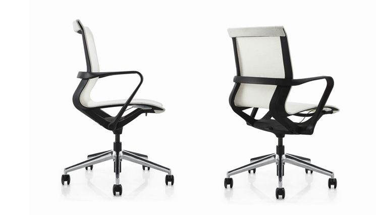 Siège de direction Elias - Fauteuil de bureau haut ou bas dossier, résille noire et base aluminium poli_0