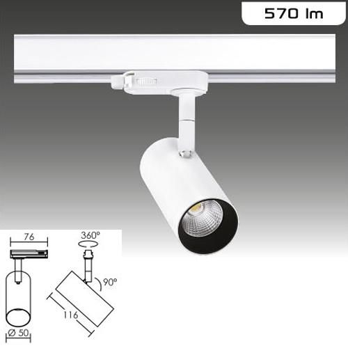 Spot blanc Elma LED 7,5W 3000K 36° pour rail 3 all - Corps aluminium blanc - Réflecteur à facettes - Alimentation intégrée_0