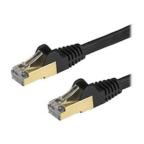 STARTECH.COM 1M CAT6A ETHERNET CABLE, 10 GIGABIT SHIELDED SNAGLESS RJ45 100W POE PATCH CORD, CAT 6A 10GBE STP NETWORK CABLE W/STRAIN RELIEF, BLACK, FLUKE TESTED/UL CERTIFIED WIRING/TIA - CATEGORY 6A - 26AWG (6ASPAT1MBK) - CORDON DE RACCORDEMENT - 1 M - NO