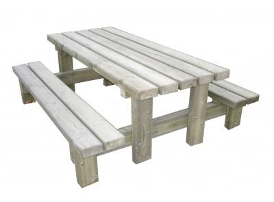 Table pique nique Rustique en bois PIN NORD ROUGE - 6/8 places - 1,66 x 2,00 m_0