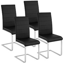 Tectake 4 Chaises de Salle à Manger BETTINA Rembourrées Pieds en métal Argentés Design Moderne - noir -402553 - noir matière synthétique 402553_0