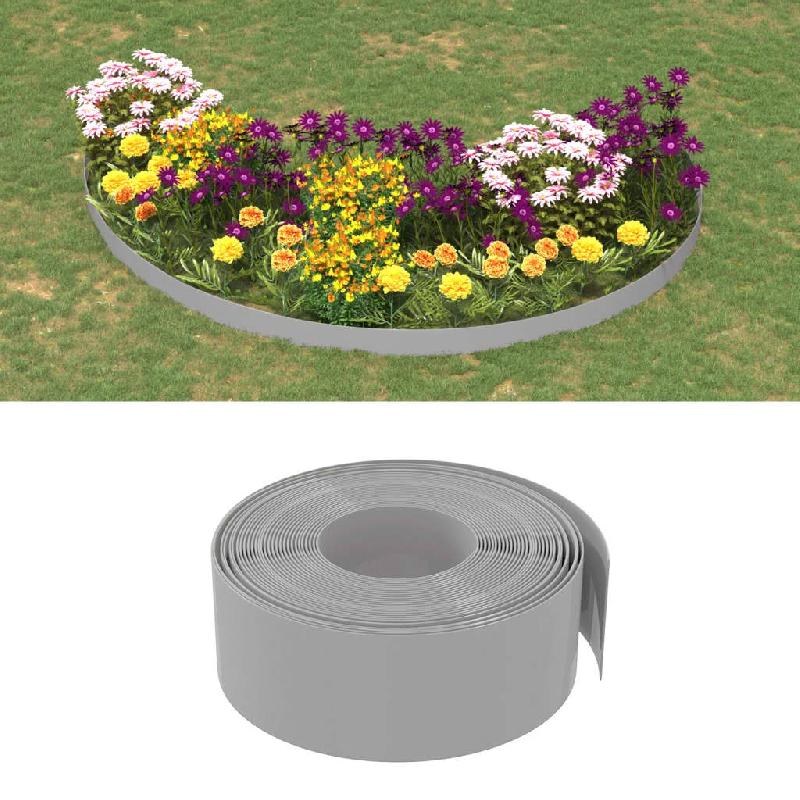 Vidaxl bordures de jardin 4 pcs gris 10 m 20 cm polyéthylène 3155454_0