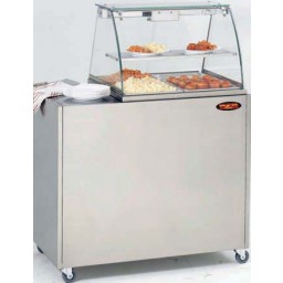 Vitrine chauffante panoramique bain-marie BMV 2/3 GN 1/1 - meuble soubassement mobile en inox 18/10 - 2 ou 3 bacs GN_0