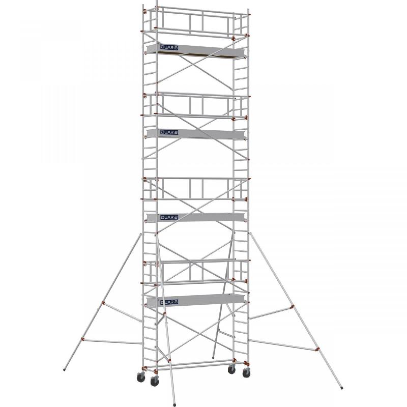 Échafaudage roulant aluminium AL 255 version garde-corps - Hauteur de travail : 9,90 m - DUARIB - 613828_0