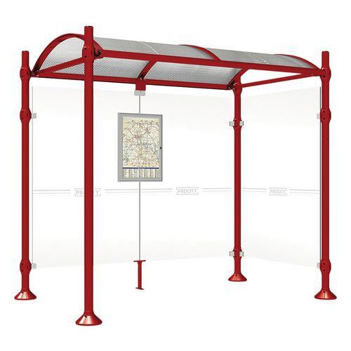 ABRI BUS PROVINCE 2.50 M 1 BARDAGE LAT. INOX ROUGE 3004 - PROCITY