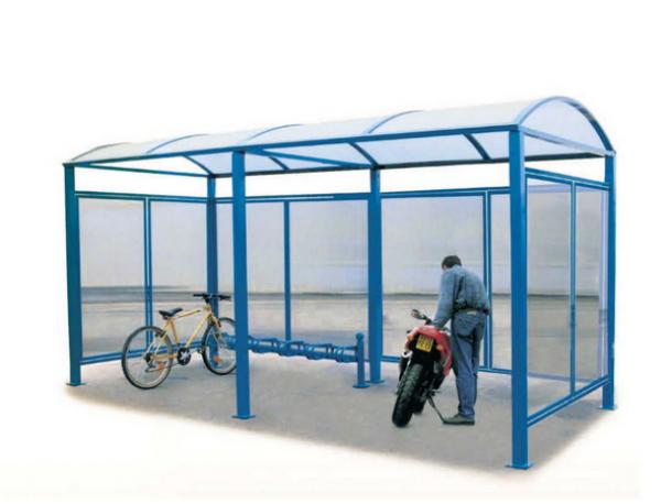 Abri vélo semi-ouvert ABR0014 - structure en acier avec toiture en polycarbonate_0