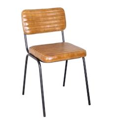 ANTIC LINE CREATIONS Chaise en cuir cognac - marron cuir CS1635_0